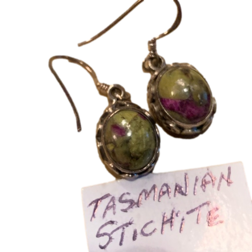 TASMANIAN STICHITE QUARTZ STERLING EARRINGS